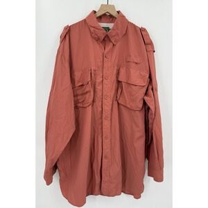 Cabelas Shirt Mens 3XL TALL Orange Guidewear Vented Nylon Outdoor Button Up